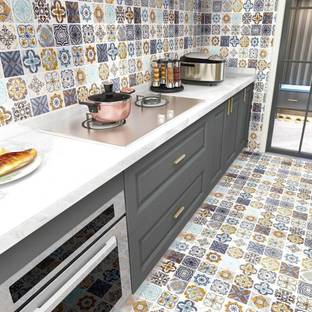 JAAMSO ROYALS 300 cm Multicolour Mosiac Tiles Kitchen Decorative Floor Sticker (300 CM X 60 CM) Self Adhesive Sticker
