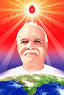 ShubhFly 47 cm Brahma Baba Sticker | Shiv Baba Om Shanti Point of Light Brahma Kumaris BK Self Adhesive Sticker