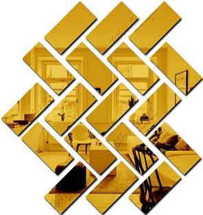 Mirror Sticker 15 cm Big Ractangle 20 Golden 3D Mirror Stickers Wall Stickers Acrylic Stickers Self Adhesive Sticker