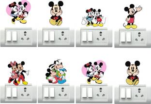 Design Decor 10.16 cm Mickey Mouse Switch Board Sticker For Kids Room Cafe & Restaurant Self Adhesive Sticker