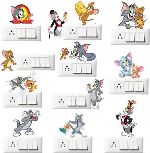 RSB HUB 46 cm Tom & Jerry Switch Board Sticker & Wall Sticker size 30 cm x 46 cm Self Adhesive Sticker