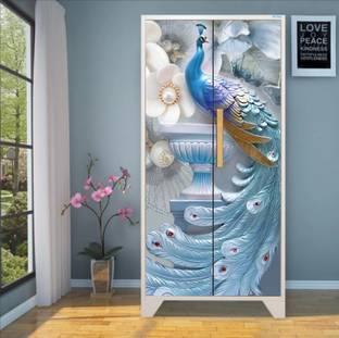 We Kreate 213 cm 3D Peacock nature Royal Door wallpaper Self Adhesive Sticker