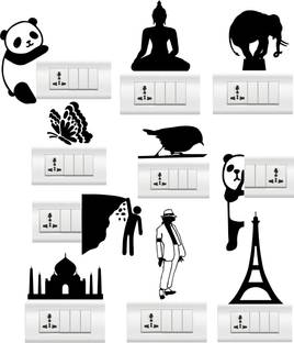 rawpockets 2.54 cm Tiny Wall Sticker Switch Board Combo 14 Self Adhesive Sticker