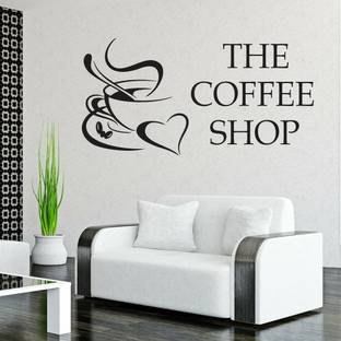 walkart 2.54 cm the coffee shop with hot coffee design Removable Sticker