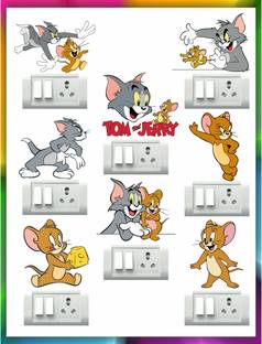DivineDesigns 13 cm Tom & Jerry Self Adhesive Sticker