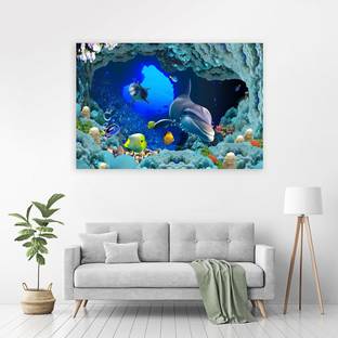 Zrintly 91 cm Underwater Fish Aquarium (Posters-36Inch X 24Inch) Self Adhesive Sticker
