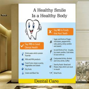 Emo 45.72 cm Healthy smiles dental tips high resolution Wall Sticker 18x12 Inc Self Adhesive Sticker