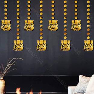 Mirror Sticker 13.97 cm Ganesha Small 10 Dots 100 Golden 3D Mirror Stickers Wall Stickers Self Adhesive Sticker