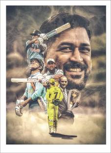 Good Think 45 cm Sticker Park M.S Dhoni Wall Poster For Bed Room,Living Room,Office Glow in the Dark Sticker