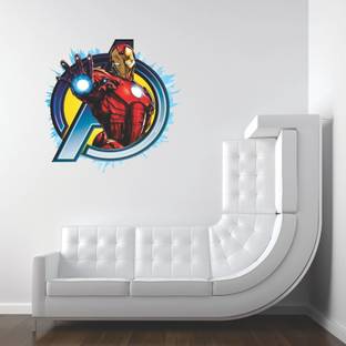 Sticker Hub 53 cm Iron Man Avengers Decorative Wall Sticker for Living Room, Bedroom, Office, Hall and Home Decor_AS648 Self Adhesive Sticker