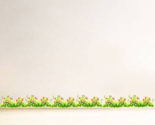 VCREATE DECOR 58 cm Pink Flower Border Design Wall Sticker & Decal Size -( 58 cm x 38 cm ) Self Adhesive Sticker