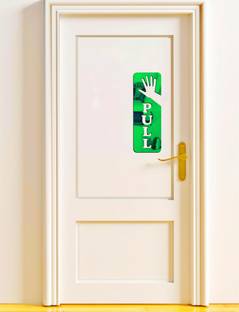 ShobhaDecor 10 cm 3D MIRROR PUSH PULL DOOR STICKER Self Adhesive Sticker