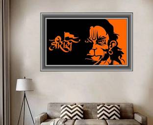 GLOBAL GRAPHICS 76 cm Angry hanuman Wallposter/paper Jai Shree Ram Angry Hanuman Face wallposter (pvc vinyl,mulitcolor,size-49x76cm) Self Adhesive Sticker