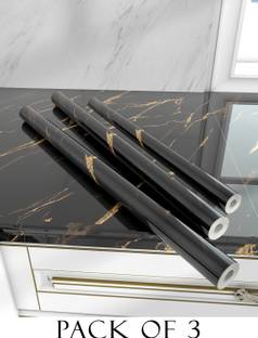 Onbet 200 cm Self Adhesive Glossy Marble Foil Waterproof Sticker For Kitchen And Home Self Adhesive Sticker