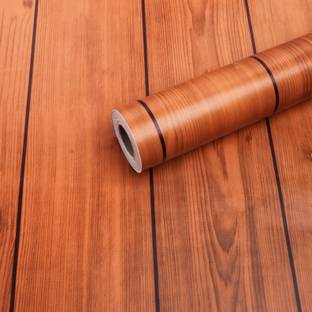 Maefele 304 cm Wood Like Brown Self Adhesive PVC Wallpaper (304 cm x 45 cm) Self Adhesive Sticker