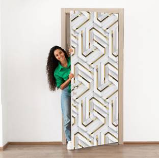 We Kreate 213 cm 3D Embossed Decorative Door wallpaper Self Adhesive Sticker