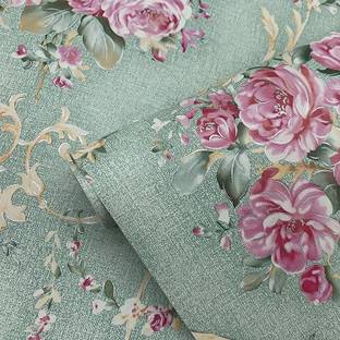 Anna Stella 304.8 cm Green Floral Peel and Stick Waterproof Wallpaper (304.8 x 45.72 cm) Self Adhesive Sticker