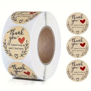 MANAKI ENTERPRISE 3.81 inch 500pcs Thank You Stickers, Round Thank You Adhesive Sticker for Small Self Adhesive Sticker