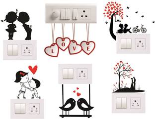 DreamKraft 30 cm Love Couple Switch Board Sticker Set of 6 Self Adhesive Sticker