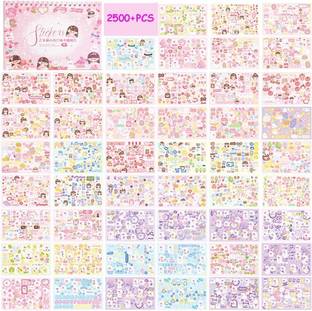 FUNABLO 1 cm 50 Sheets Kpop Stickers Book, 2500+ Korean Stickers Book for Photocard Decor Art Non-Reusable Sticker