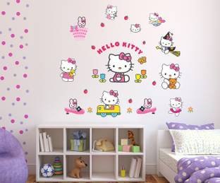 WALLDECORS 60.96 cm HELLO KITTY IMAGES Self Adhesive Sticker