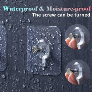 Shreejee Pack of 4 Pcs New Adhesive Screw Hook for hanging Utensil/Towel Hanger x4.24 Transparent, Chrome Towel Holder
