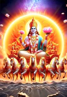 udhaya 50 cm Lord Surya Bhagavan Wall Sticker Self Adhesive Sticker