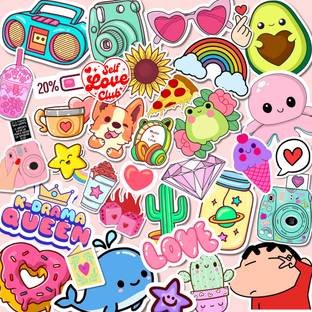 The K Fandom 21 cm Cute Stickers Total 90 Laptop Stickers | Kawaii Sticker Set | Waterproof Vinyl Self Adhesive Sticker