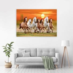 Zrintly 91 cm Seven Running Hourses (Posters-36Inch X 24Inch) Self Adhesive Sticker