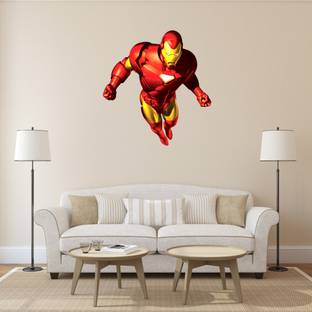 Meraki 55 cm Superhero Avengers Ironman Cartoon Wall Sticker for Kids Room Home Decor Self Adhesive Sticker