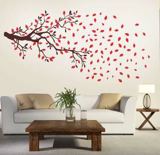 walkart 2.54 cm autumn leaves in red with branch Removable Sticker