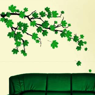 walkart 1 cm green autumn leaves branch design Removable Sticker