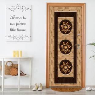 Shree Shyam 213 cm 3D Wooden Royal Door wallpaper Self Adhesive Sticker