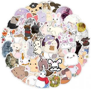 Touchcart 11 cm 50Pcs Cute Bunny Rabbit Theme Stickers Pack Waterproof Stickers Self Adhesive Sticker