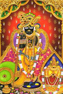 ShubhFly 48 cm Banke Bihari Ji Vrindavan Lord Krishna Wall Sticker for Home Self Adhesive Sticker