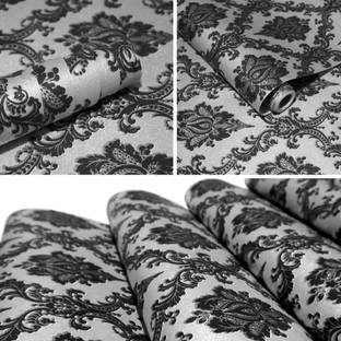 Wallmonks 500 cm Floral Monochrome Self Adhesive Sticker