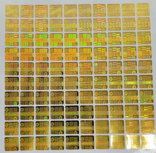 Securitech 1.4 cm Genuine Golden Hologram 14mm Square with Round Corner (5000) Non-Reusable Sticker