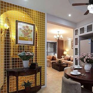 Bikri Kendra 3 cm Golden 200 Square - 3D Acrylic Mirror Wall Stickers Self Adhesive Sticker