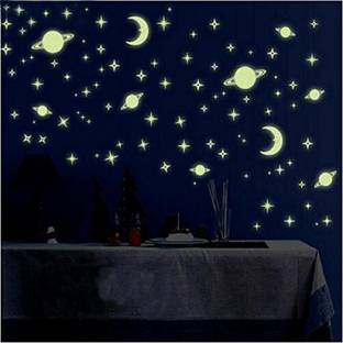 DreamKraft 3 cm Fluorescent Night Glow in The Dark Star Wall Sticker Glow in the Dark Sticker