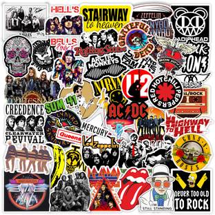 CodersParadise 5.5 cm Rockband Stickers for Laptop, Diary, Guitar, Mobile Phone-Waterproof Self Adhesive Sticker