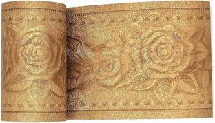 हस्थिप HASTHIP� Floral Pattern Molding Peel Stick Wall Border for Home Decor Bathroom Kitchen,4 inch by 16.4 feet (Gold) ऐब्स्ट्रैक्ट सुनहरा वॉलपेपर