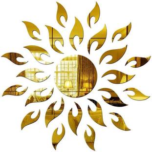 VAH 45 cm Sun Golden Mirror Stickers Self Adhesive Sticker