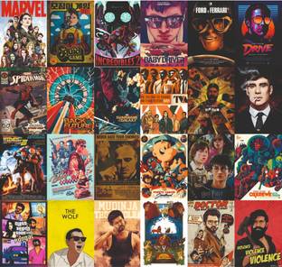 SKINFACTORY 8 inch Holly Bolly Mix Movies Wall Stickers Set of 25 A4 Size Wall Posters (8x11 inch) Removable Sticker