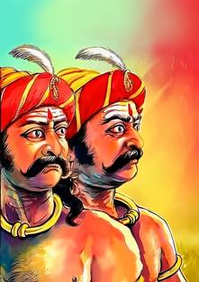 Eltass 30 cm Maruthu pandiyar wall sticker - Maruthu brothers wall sticker - 300GSM - Glossy Self Adhesive Sticker