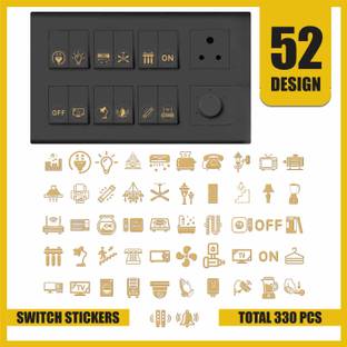 Raimo hub 1.5 cm Aesthetic Transparent Golden Design Switch Icon Sticker For Switch Board Sticker Self Adhesive Sticker