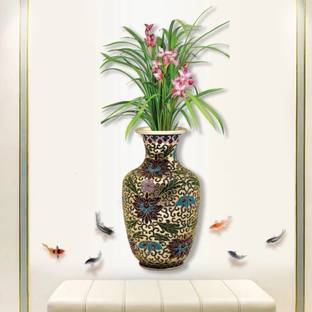 JAAMSO ROYALS 90 cm Retro Vase New Style Vinyl Decorative Wall sticker (90 CM X 60 CM) Self Adhesive Sticker