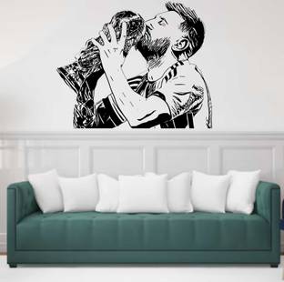 MEHMETDECOR 60 cm Lionel Messi Wall Stickers & Murals Size - 60x48cm Self Adhesive Sticker