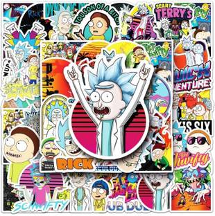 BSDK Gaming 8.5 cm Anime Stickers Set - 50Pcs Rick And Morty Stickers for Laptop & Phone,Waterproof Self Adhesive Sticker