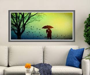 Archi Graphics Studio 96 cm Love couple under tree waterproof wallpaper/poster decoratiev sticker (pvc vinyl multicolor wall sticker) Removable Sticker