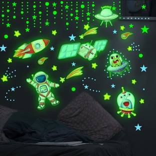 Geetika Enterprises 2.5 inch Dark Glow Solar System Magical Look Of Bedroom Self Adhesive Sticker